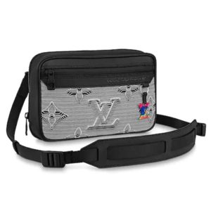 Louis Vuitton LV Unisex Expandable Messenger Bag Textile Gray-Black