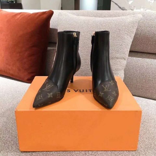 Louis Vuitton LV Women Cherie Ankle Boot Calf Leather Patent Monogram Canvas (4)