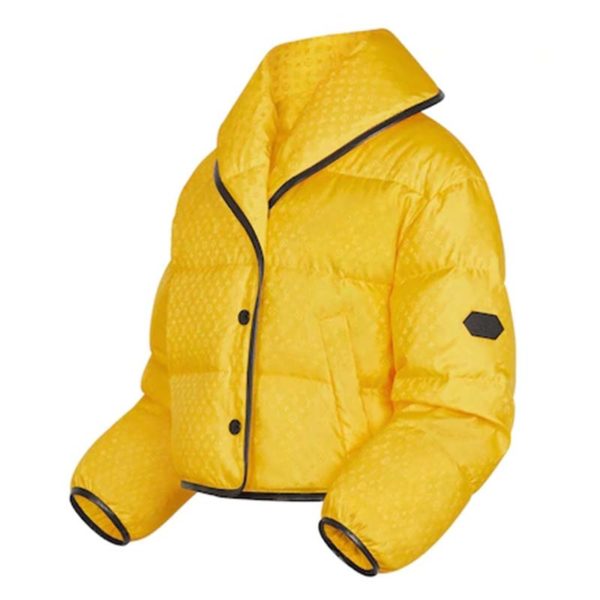 Louis Vuitton LV Women Down Jacket Silky Nylon Satin Louis Vuitton Patch-Yellow (3)