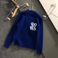 Louis Vuitton LV Women LV Intarsia Crewneck Regular Fit Wool-Blue