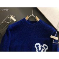 Louis Vuitton LV Women LV Intarsia Crewneck Regular Fit Wool-Blue