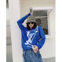 Louis Vuitton LV Women LV Scribbles Intarsia Crewneck Graphic Knit Loose Fit