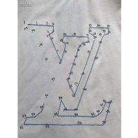 Louis Vuitton LV Women LV Stitch Print Embroidered T-Shirt Regular Fit Cotton-White
