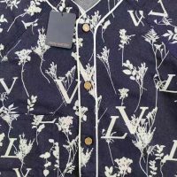 Louis Vuitton Men LV Leaf Denim Baseball Shirt Cotton Loose Fit