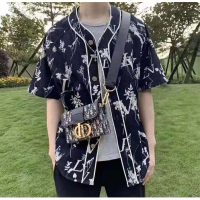 Louis Vuitton Men LV Leaf Denim Baseball Shirt Cotton Loose Fit