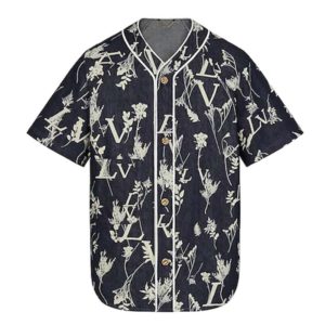 Louis Vuitton Men LV Leaf Denim Baseball Shirt Cotton Loose Fit