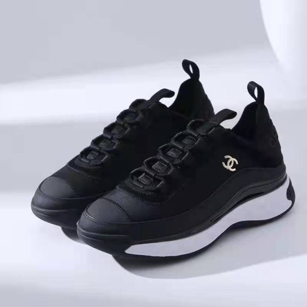 Chanel Women Sneakers in Velvet Calfskin & Mixed Fibers 1 cm Heel-Black (1)