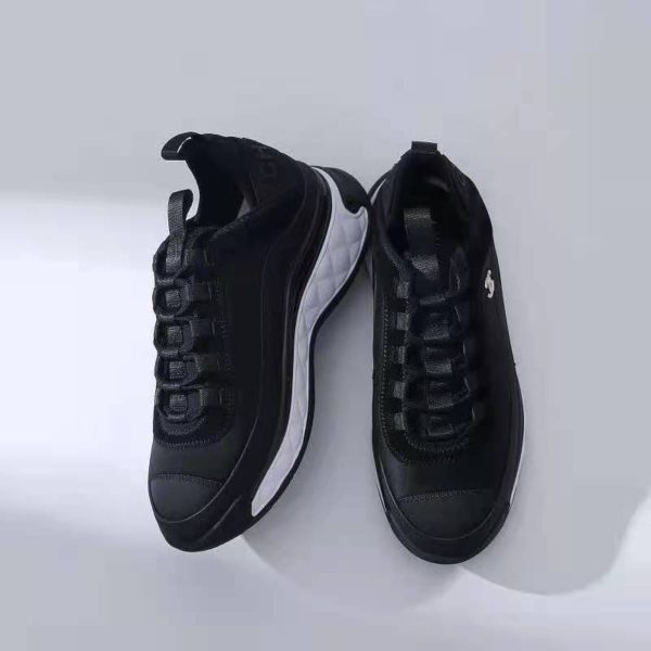 Chanel Women Sneakers in Velvet Calfskin & Mixed Fibers 1 cm Heel-Black (2)