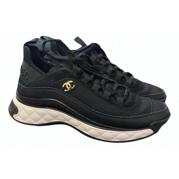 Chanel Women Sneakers in Velvet Calfskin & Mixed Fibers 1 cm Heel-Black (5)