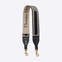 Dior Women Shoulder Strap ‘Christian Dior’ Multicolor Embroidery Black Calfskin-Pink