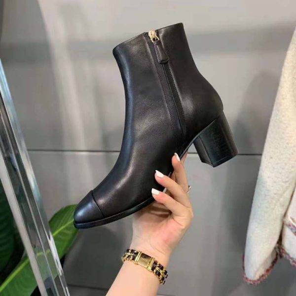 Chanel Women Ankle Boots Calfskin Black 6.5 cm 2.6 in Heel (10)