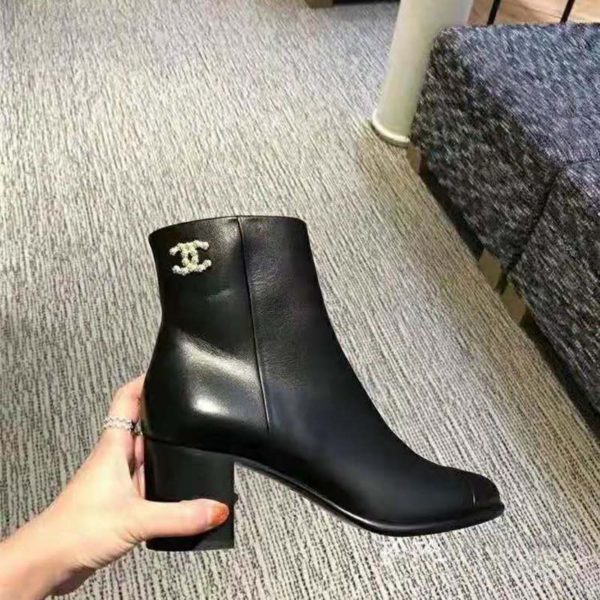 Chanel Women Ankle Boots Calfskin Black 6.5 cm 2.6 in Heel (3)