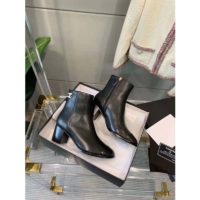 Chanel Women Ankle Boots Calfskin Black 6.5 cm 2.6 in Heel