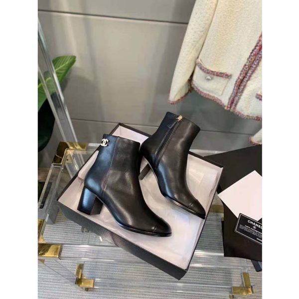 Chanel Women Ankle Boots Calfskin Black 6.5 cm 2.6 in Heel (5)