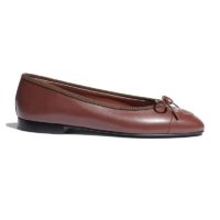 Chanel Women Ballerinas Calfskin Brown 1 cm Heel