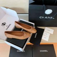 Chanel Women Ballerinas Calfskin Brown 1 cm Heel