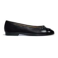 Chanel Women Ballerinas Lambskin & Patent Calfskin Black 1 cm Heel