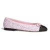 Chanel Women Ballerinas Tweed & Grosgrain Pink & Black 1 cm Heel