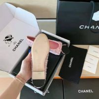 Chanel Women Ballerinas Tweed & Grosgrain Pink & Black 1 cm Heel