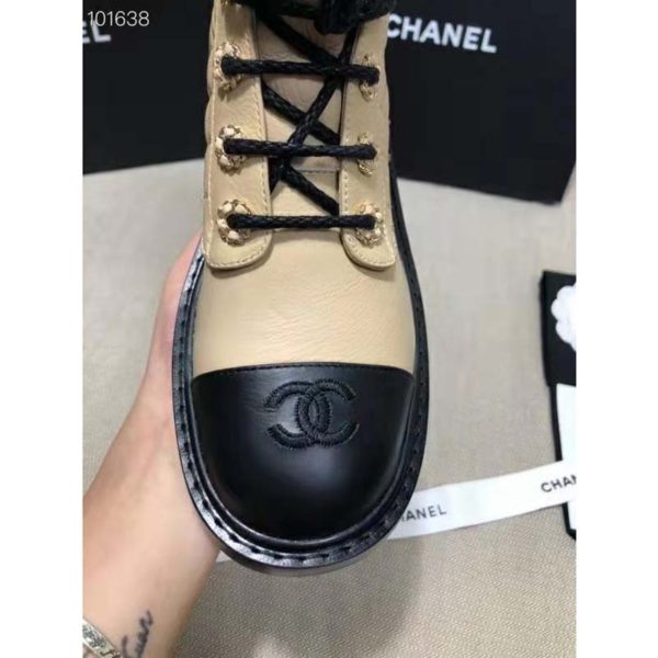 Chanel Women Lace-Ups Shiny Goatskin & Calfskin Beige 2 cm Heel (10)