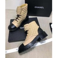 Chanel Women Lace-Ups Shiny Goatskin & Calfskin Beige 2 cm Heel