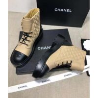 Chanel Women Lace-Ups Shiny Goatskin & Calfskin Beige 2 cm Heel