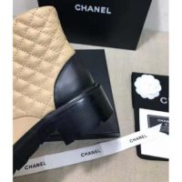 Chanel Women Lace-Ups Shiny Goatskin & Calfskin Beige 2 cm Heel