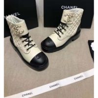 Chanel Women Lace-Ups Shiny Goatskin & Calfskin White 2 cm Heel