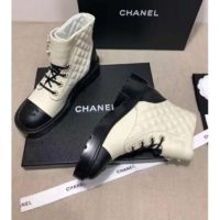 Chanel Women Lace-Ups Shiny Goatskin & Calfskin White 2 cm Heel