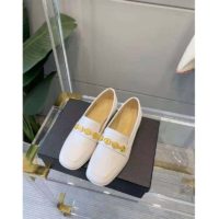 Chanel Women Loafers Lambskin Ivory 1.5 cm Heel