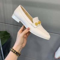 Chanel Women Loafers Lambskin Ivory 1.5 cm Heel