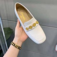 Chanel Women Loafers Lambskin Ivory 1.5 cm Heel