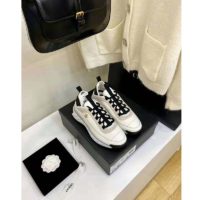 Chanel Women Sneakers Suede Calfskin Nylon & Grosgrain White Gray & Yellow