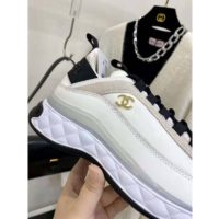 Chanel Women Sneakers Suede Calfskin Nylon & Grosgrain White Gray & Yellow