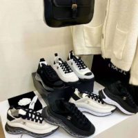 Chanel Women Sneakers Suede Calfskin Velvet & Grosgrain Black