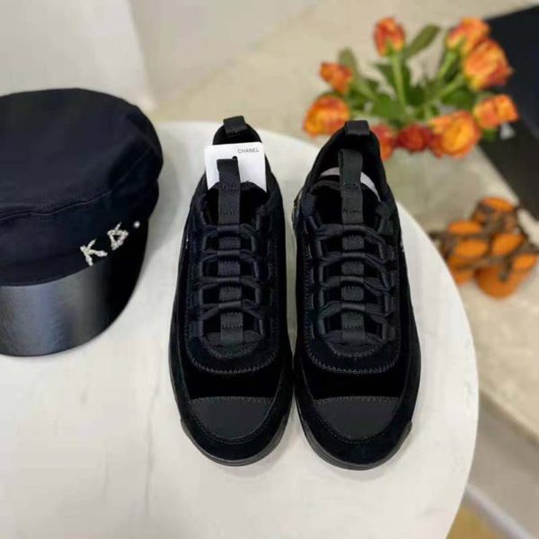 Chanel Women Sneakers Suede Calfskin Velvet & Grosgrain Black (8)