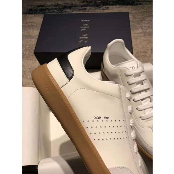Dior Unisex B01 Sneaker White Smooth Calfskin with Beige Suede (6)