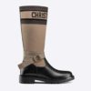 Dior Women D-Major Boot Taupe and Black Technical Fabric and Calfskin