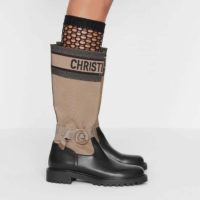 Dior Women D-Major Boot Taupe and Black Technical Fabric and Calfskin
