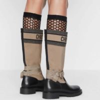 Dior Women D-Major Boot Taupe and Black Technical Fabric and Calfskin