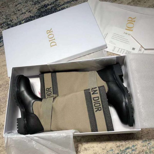 Dior Women D-Major Boot Taupe and Black Technical Fabric and Calfskin (5)