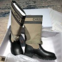 Dior Women D-Major Boot Taupe and Black Technical Fabric and Calfskin