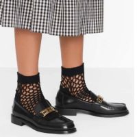 Dior Women Dior Code Loafer Black Glazed Calfskin ‘Christian Dior’ Signature