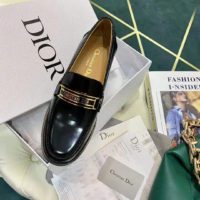 Dior Women Dior Code Loafer Black Glazed Calfskin ‘Christian Dior’ Signature