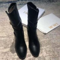 Dior Women Dior Empreinte Ankle Boot ‘CD’ Black Soft Calfskin
