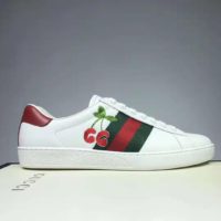 Gucci GG Unisex Ace Sneaker with Cherry White Leather Green Red Web