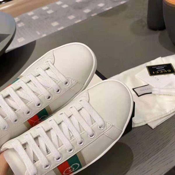 Gucci GG Unisex Ace Sneaker with Interlocking G House Web White Leather (9)
