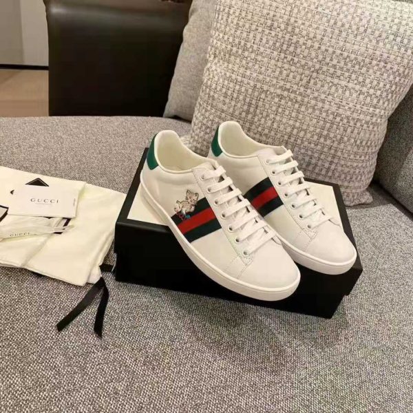 Gucci GG Unisex Ace Sneaker with Kitten White Scrap Less Leather (3)