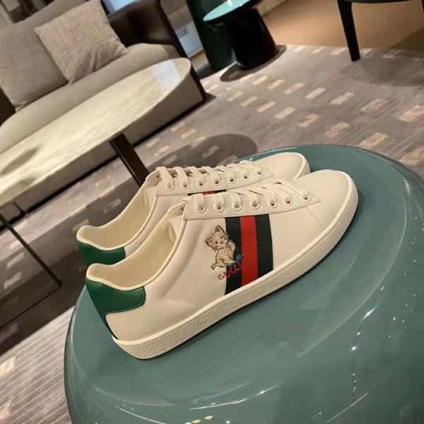 Gucci GG Unisex Ace Sneaker with Kitten White Scrap Less Leather (6)