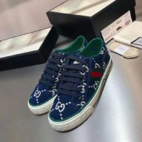 Gucci GG Unisex Gucci Tennis 1977 Sneaker Blue Ivory GG Stretch Cotton